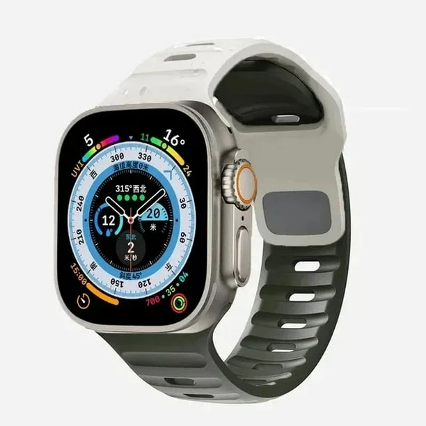 Correa Sport para Apple Watch, Silicona Bicolor, Resistente al Agua, Estilo Deportivo, Compatible con Todas las Series