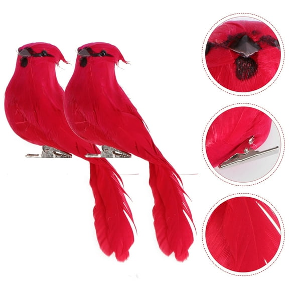 IBASETOY Realistic Red Foam Birds for Decoration Perfect for Home Office and Outdoor Use 2 pcs