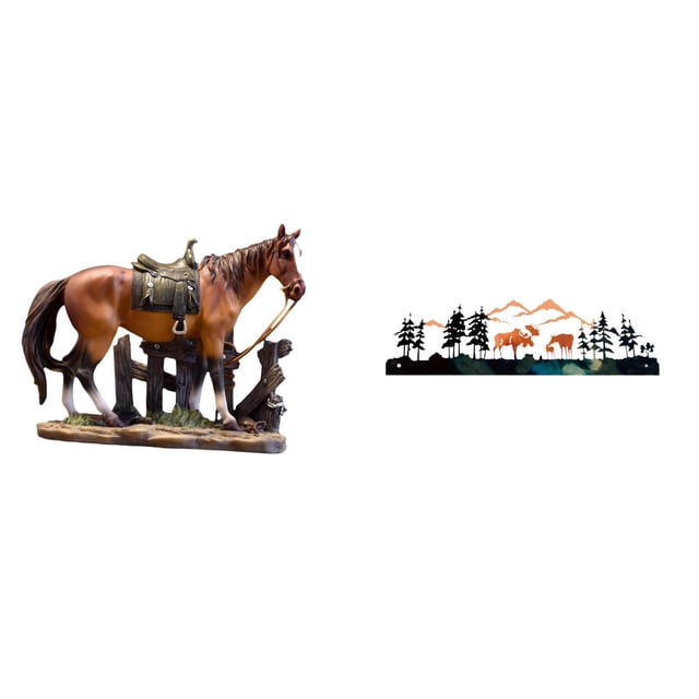 Majestuosa Escultura De Caballo Y Ciervo Para Decorar El Hogar, La Oficina, La Sala De Estar, El Jardín, La Cerca, El Porche O Cualquier Espacio Exterior E Interior. Colección Para Amantes De