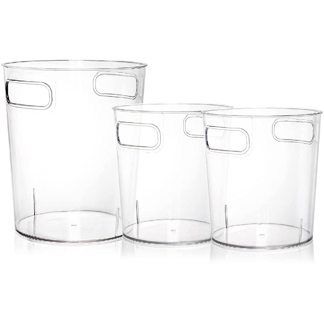 3 Pack of Round Trash Can, Acrylic Wastebasket Garbage Can, Small Clear