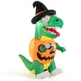 thumbnail image 2 of Costway 6 FT Inflatable Pumpkin Dinosaur with Built-in LED Lights & Witch Hat Stakes, 2 of 10