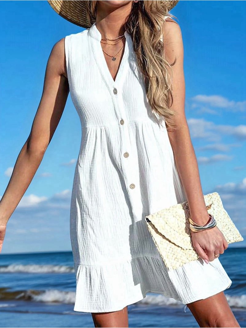 cotton beach cover up dress Crissy Cotton Cover-Up Dress Frozen BLUE / S