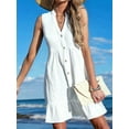 thumbnail image 4 of Women Swimsuit Coverup 100% Cotton Ruffle Hem Beach Cover Up Dresses White S, 4 of 9