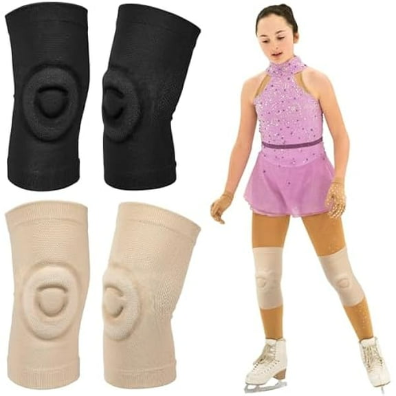 YJJSKEJI 2 Pair Figure Ice Skating Knee Pads Gel Dance Knee Pads Cushion and Support Breathable Material for Dancing Skating Women Girl Men
