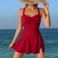 thumbnail image 2 of Gubotare One Piece Swimsuit Women Swim Dress Tummy Control Skirted Bathing Suit for Women Swimwear,Red M, 2 of 9