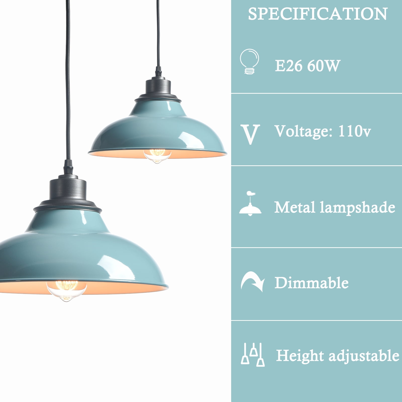 Claxy Light Blue Barn Style Pendant Light Fixtures with Cord