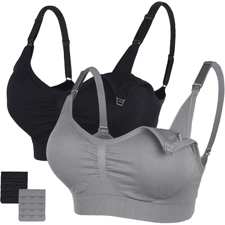 

QWZNDZG Nursing Bras Maternity Bra for Breastfeeding Pregnancy Wireless Bralette with Pads Extenders & Clips Pack of 2/3