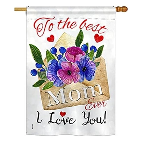 Breeze Decor BD-MD-H-115137-IP-BO-D-US18-BD 28 x 40 in. To the Best Mom Summer Mothers Day Impressions Decorative Vertical Double Sided House Flag