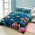 thumbnail image 5 of Blue Ocean Comforter Sets 4 Pcs Tropical Fish Bedding Set Colorful Fish Coral Cute Sea Animal Pattern Ocean Sealife Coastal Bedding Comforter Set, 5 of 10