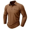thumbnail image 4 of WREESH Men's Fashion Henley Shirts Solid Color Lapel Button Top Shirt Slim Fitting Long Sleeved Casual Sports Bottom Shirt T-Shirt Top Workout Tops Khaki, 4 of 8