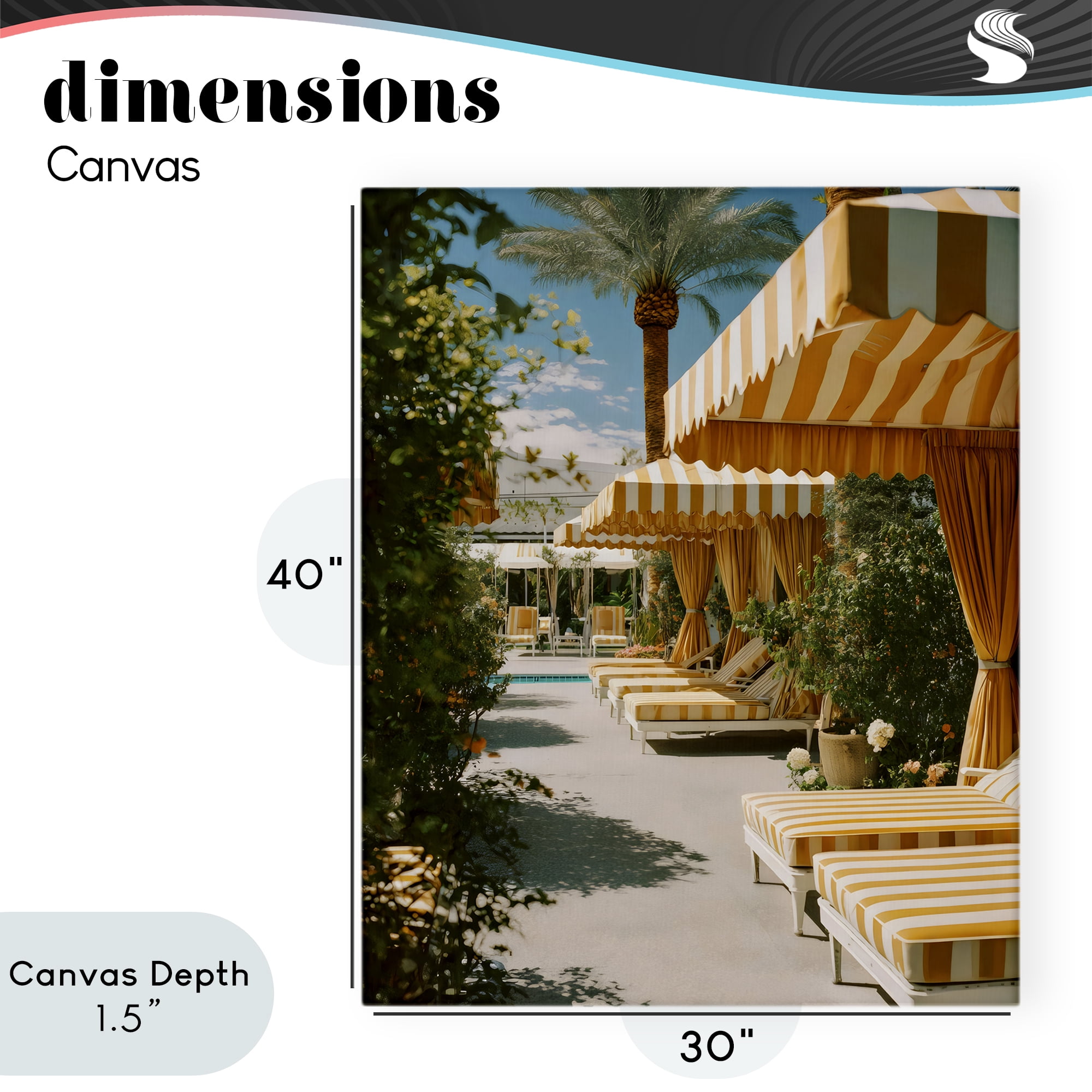 Stupell Industries Vintage Cabanas at Poolside Canvas Wall Art, design by Franklyn Gregory
