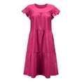 thumbnail image 4 of SDNall Girls Summer Dress Summer Fashion Casual Round Neck Solid Ruffle Loose Dress Girls Dresses (Sizes S-XXL), 4 of 9