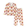 thumbnail image 1 of Fotbe Popcorn Conjunto de Pijama de Manga Larga para Mujer con Estampado, Ropa de Dormir de 2 Piezas, Conjunto de Casa Suave y Cómodo con Bolsillos-Medium, 1 of 7