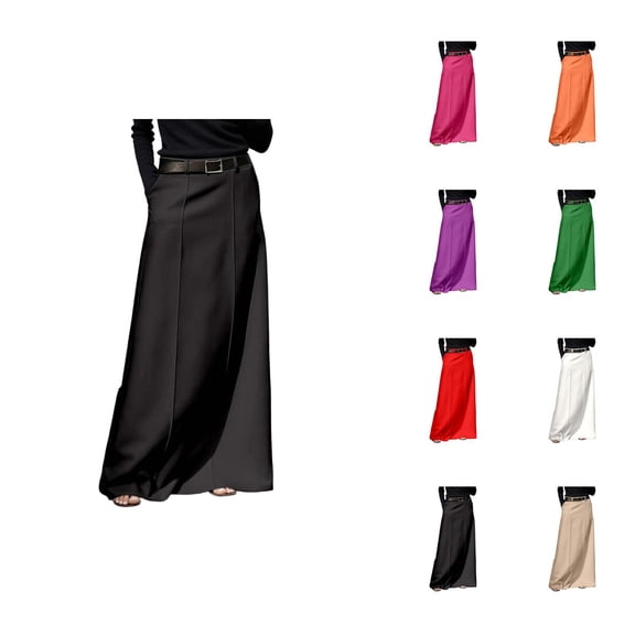 Long Maxi Skirt for Women Elegant High Waisted H Line Long Straight Casual Floor Pencil Skirt with Pockets