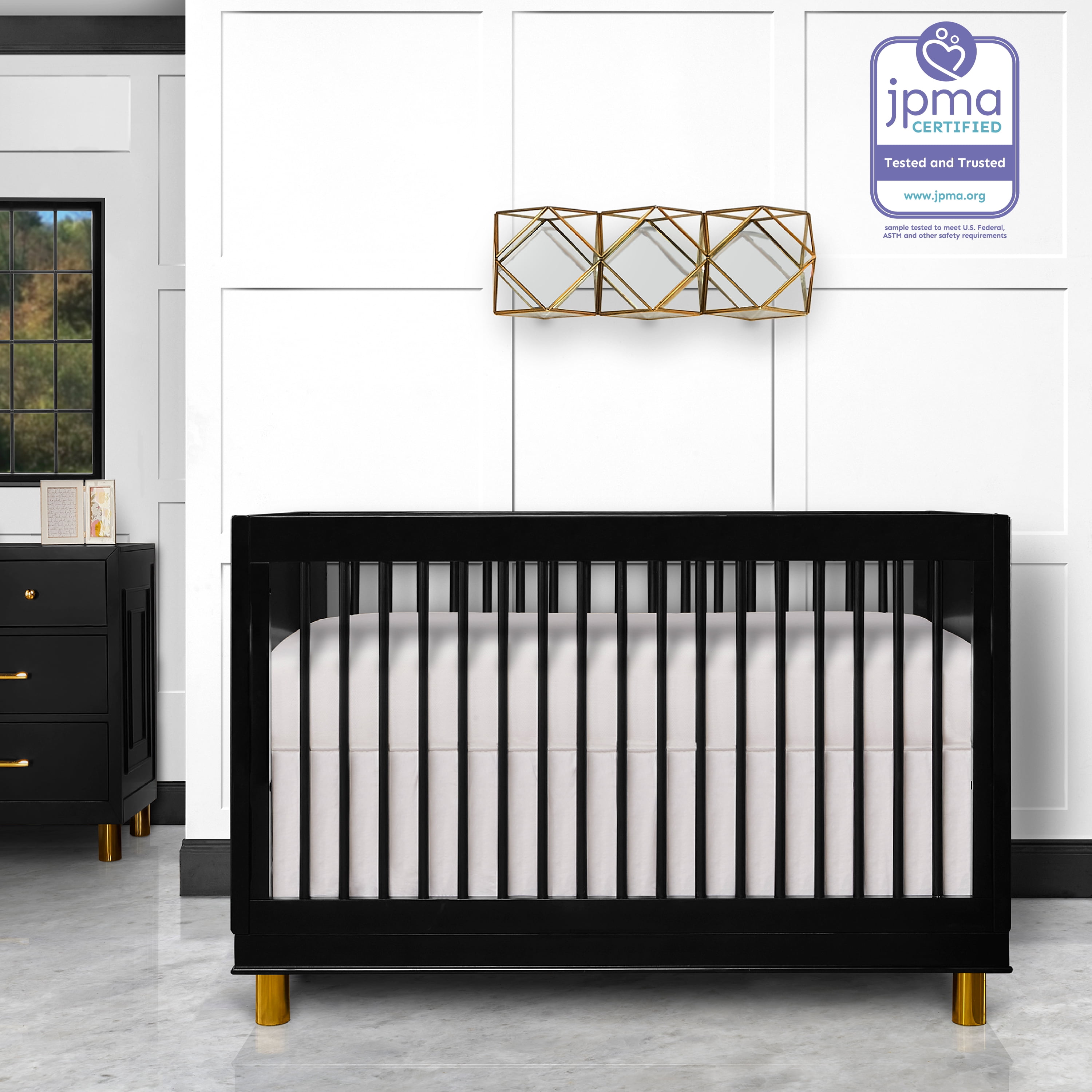Evolur Loft Art Déco Crib in Black