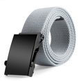 thumbnail image 3 of Plain Canvas Military Web Belt Solid Black Metal Roller Buckle Mens Womens, 3 of 4