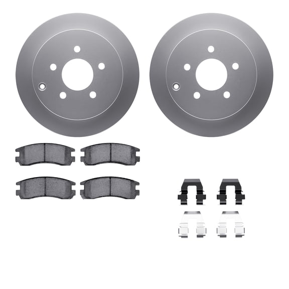 Dynamic Friction Company Rear Geospec Brake Rotors with 5000 Euro Ceramic Brake Pads includes Hardware 4612-47011