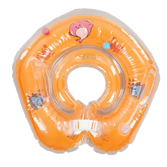 Newborn Swimming Ring Safe Adjustable Dolphin Inflatable Swimming Ring for Newborn and Baby Orange