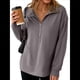 thumbnail image 2 of Sudadera Ligera y Suave de Larga con Solapa y Media Cremallera para Mujer, Estilo Informal, Holgada y con Cuello de . Gris S, 2 of 8