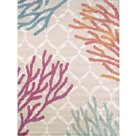 Tropical Rug Rug - United Weavers Seaside Coral Tropical Woven Olefin Area Rug