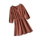 thumbnail image 4 of Vestido de encaje con cuello en V, cintura alta, verano, una línea, mini vestido corto hueco, naranja, XL Speravity AP001265-08B, 4 of 7