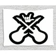 thumbnail image 1 of Rock Music Tapestry, Doodle Drawing Style Guitars Rock Sign Abstract Monochrome Instrument Design, Wall Hanging for Bedroom Living Room Dorm Decor, 80W X 60L Inches, Black White, by Ambesonne, 1 of 2