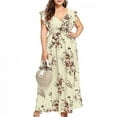 thumbnail image 3 of Jophufed Summer Womens Plus Size Dresses 2025 Boho Flower Print Maxi Long Dress Deep V-Neck Sleeveless Dresses for Women Party Elegant, 3 of 6