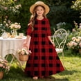 thumbnail image 7 of Atogsazn Girl's Summer Plaid Maxi Dress Kids Casual Flowy Ruffle Short Sleeve Dresses Tiered Sundress Wine 13-14 Years Fashion, 7 of 7