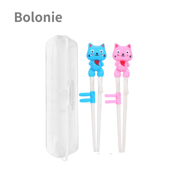 2 Pairs Kids Chopsticks - Cute Animal Cartoon Design, Plastic Training Chopsticks for Kids, Chopstick Helper/Trainer, by Bolonie