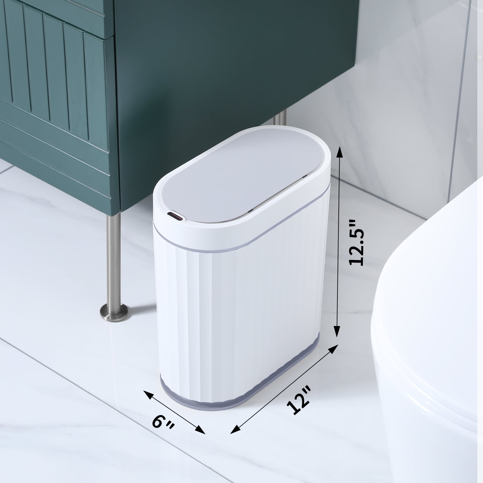 ELPHECO Motion Sensor Smart Trash Can with Lid 2 Gallon Automatic Garbage Can, 10 L Slim Plastic , Commercial Intelligent Trash Bin for Bedroom, Bathroom, Kitchen, Office