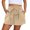 Beige, variant on Ladies Elastic Waist Wide Leg Shorts High Waisted Drawstring Shorts Solid Color Casual Summer Shorts with Pockets