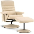 thumbnail image 3 of MCombo 360 Swivel Massage Recliner Chair with Ottoman for Living Room, Faux Leather, Cream White, 3 of 7