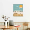 thumbnail image 3 of Wuche Boho Sun Canvas Wall Art Abstract Blue Sea Sunset And Sunrise Picture Abstract Beach Wall Art Prints Beach Waves And Bird Wall Art Abstract Ocean Waves Poster Boho Minimalist Line Art, 3 of 5