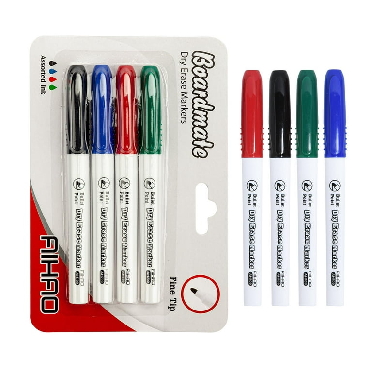 AIHAO Dry Erase Markers, Fine Point Marker, Assorted Colors, 4