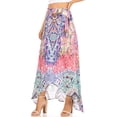 thumbnail image 3 of Sakkas Amaia Women's Maxi Floral Print Boho Summer Casual Long Wrap Skirt Cover-up - UM374-Multi - One Size, 3 of 5