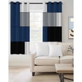 thumbnail image 2 of Navy Blue Black Grey Blackout Curtains 72 Inches Long for Bedroom, Modern Irregular Geometric Abstract Thermal Insulated Room Darkening Black Out Window Curtain Panels Grommet Drapes for Living Room, 2 of 8