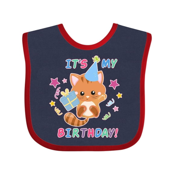 Inktastic Its My Birthday with Kitten Stars and Confetti Boys or Girls Baby Bib