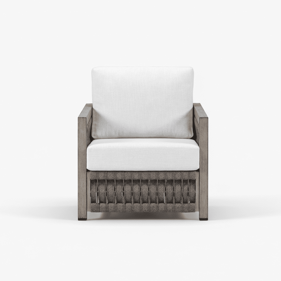 1-Seater Oversize Rope Weave Outdoor Sofa, Ergonomic Cushions, Rust-Proof Hand-Brushed Aluminum Frame