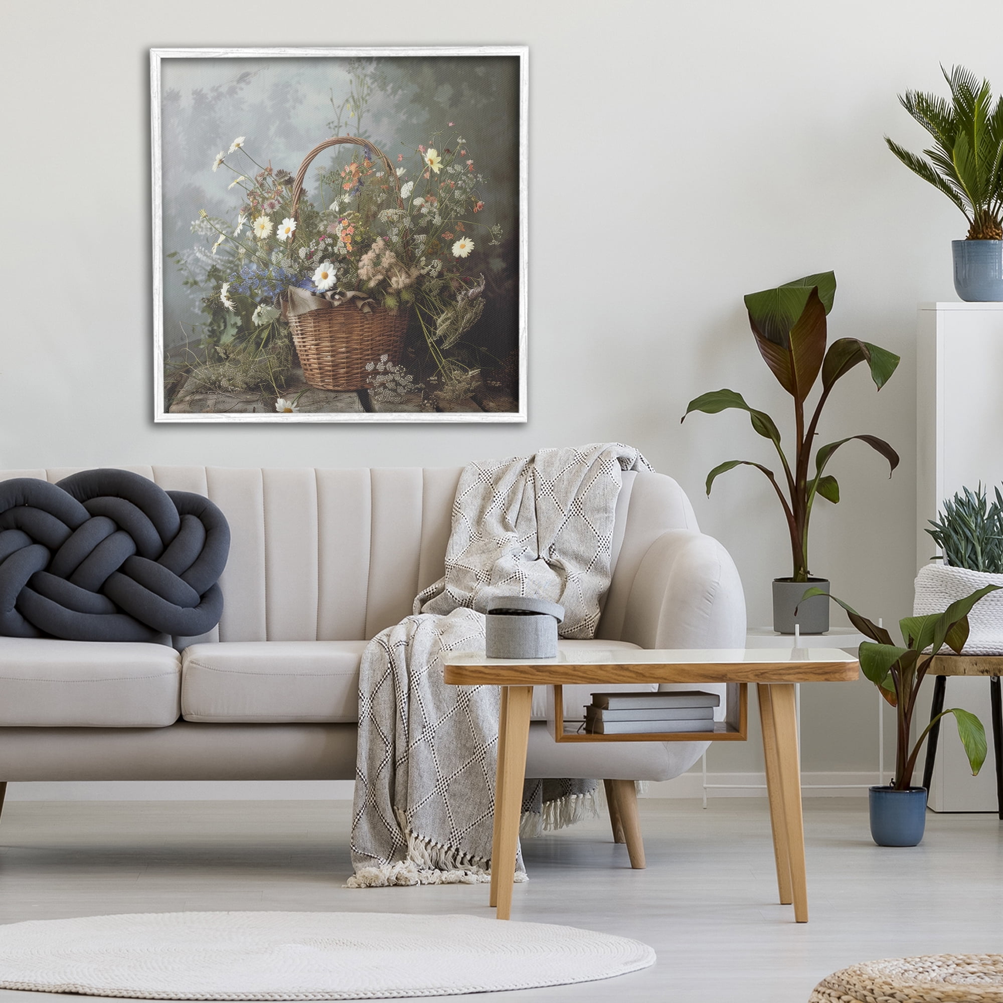 Stupell Industries Floral Basket Still Life White Framed Giclee Art, design by Lazar Studio