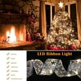 thumbnail image 2 of Christmas Ribbon Lights 40 LED Battery Copper Wired Ribbon Bows String Fairy Lights for New Year Party Weddings Christmas Tree Decorations 13.3ft, 2 of 10