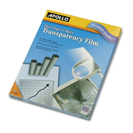 Overhead Copier Transparency Film - Laser Copier Transparency Film, Letter, Clear, 100/Box, Sold as 100/Box. By Apollo,USA