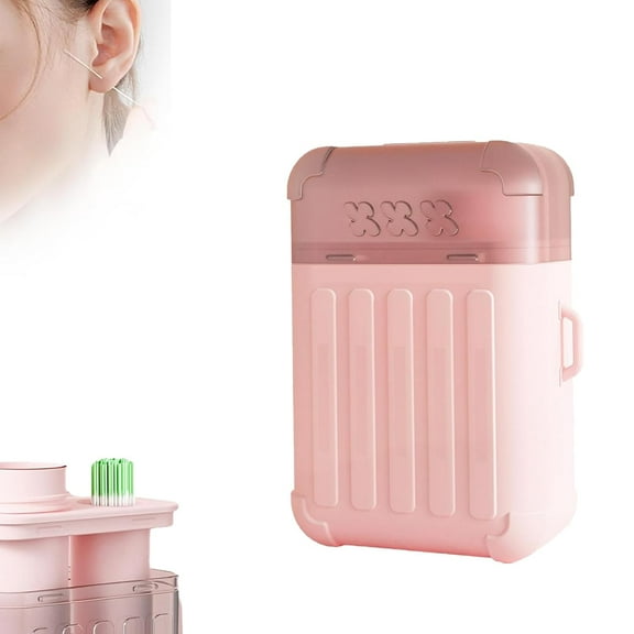 MODANU Ear Hole Cleaner, Earring Hole Cleaner, 240Pcs Ear Piercing Cleaning Floss Aftercare Cleaning Set with 15ml Cleaning Solution for Women Men, Pink