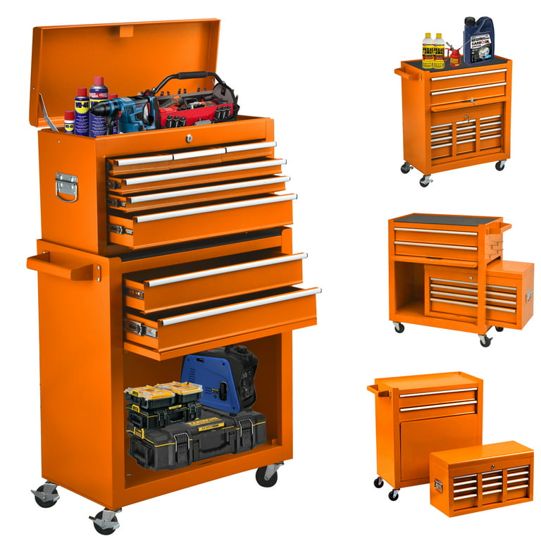 8-Drawer Tool Chest with Wheels, Tool Storage Cabinet and Tool Box,  Lockable Rolling Tool Chest with Drawers, Toolbox Organizer for Garage  Warehouse