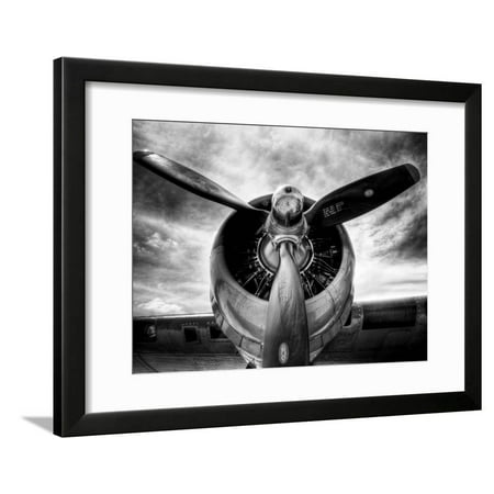 1945: Single Engine Plane Black and White Photography Transportation Framed Print Wall Art By Stephen