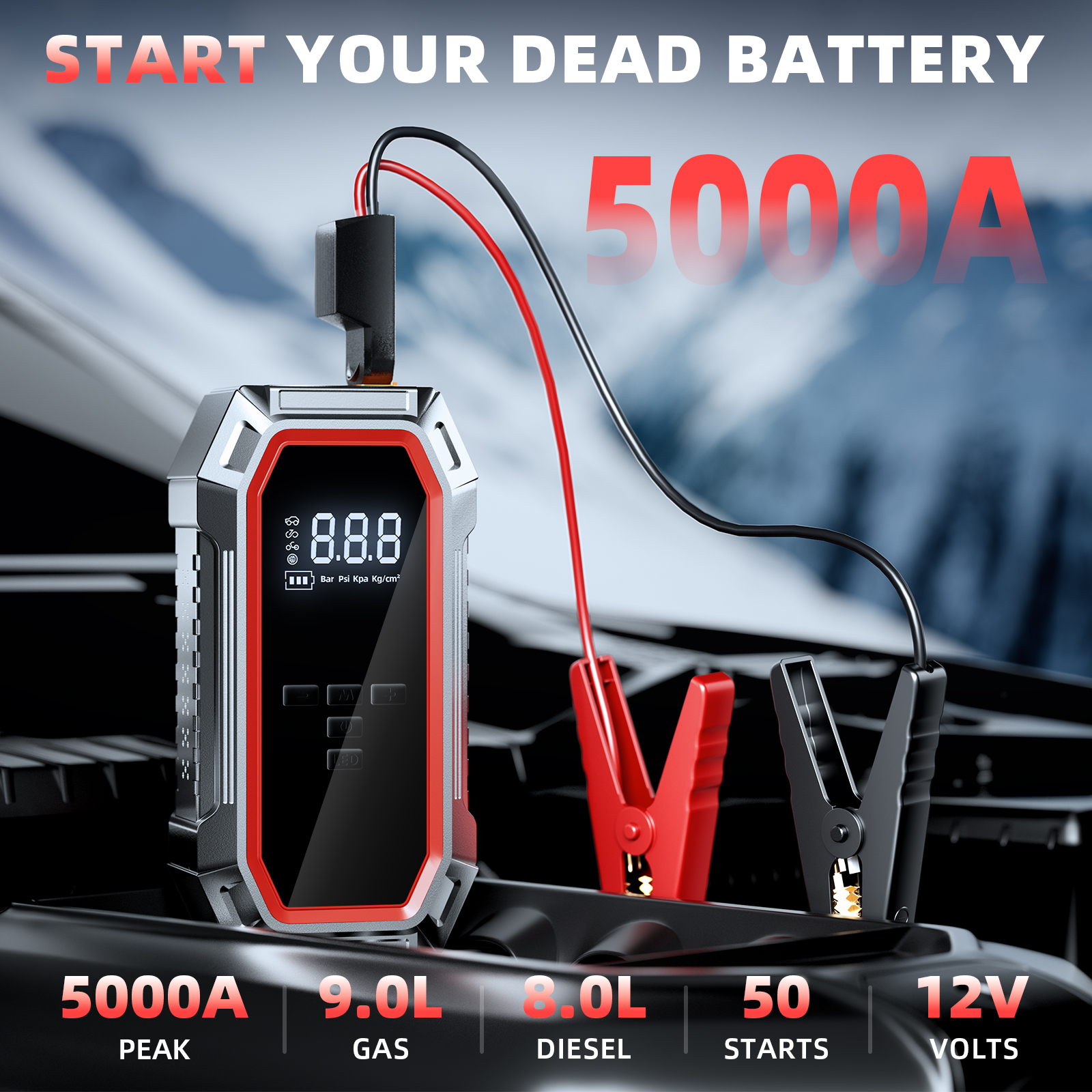 Peemario 5000A Jump Starter with Air Compressor photo 3