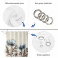 thumbnail image 5 of Vintage Flowers Waterproof Fabric Shower Curtain,Teal Blue Floral Brown Butterfly Leaf Waterproof Fabric Shower Curtain for Bathroom Curtains Bathtubs Hotel Shower Curtains with 12 Hooks Long 72x78in, 5 of 7