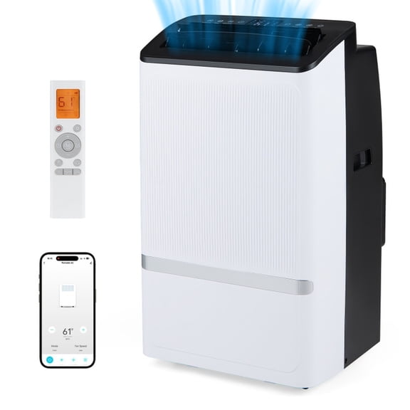 RUIE 14000 BTU WiFi Portable Air Conditioner for Large Room up to 750 Sq.Ft, Smart AC Unit with Dehumidifier 24H Timer and Auto Swing, Black