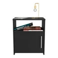 thumbnail image 2 of Nightstand, Single Door Cabinet, Metal Handle, One Shelf, Top, Black, 2 of 5