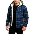 thumbnail image 7 of GrmtClth Men's Fleece Jackets Plaid Sherpa Lined Hooded Jacket Coats Full Zip Midweight Warm Hoodie Big & Tall Outdoor Long Sleeve Jacket Navy L, 7 of 7