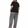 thumbnail image 3 of Auburet Women Pajamas Set Plaid Lounge Pants V-Neck Short Sleeve Cotton T-Shirt 2 Piece Sleepwear, 3 of 4